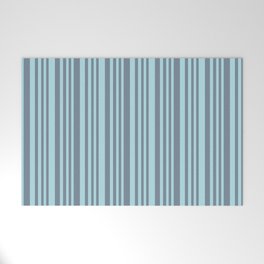 [ Thumbnail: Light Slate Gray and Powder Blue Colored Lines/Stripes Pattern Welcome Mat ]