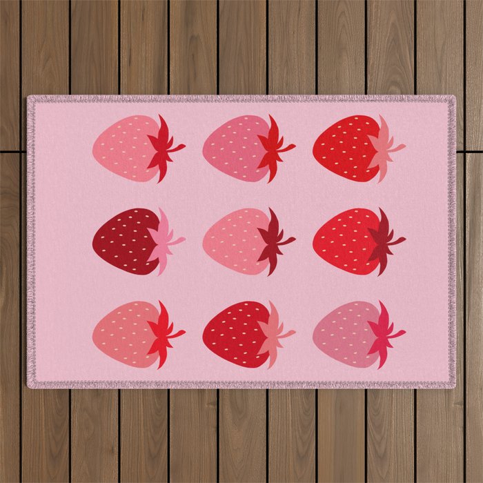 Abstract Retro Fruit Print Pink And Red Aesthetic Modern Preppy  Strawberries Art Print by Daily Regina Designs