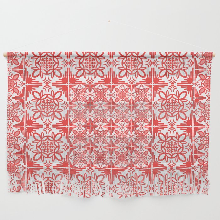Cheerful Retro Modern Kitchen Tile Mixed Pattern Red Wall Hanging