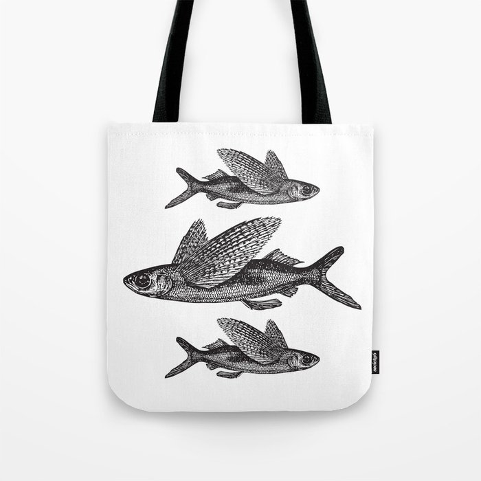 Flying Fish | Vintage Flying Fish | Black and White | Tote Bag