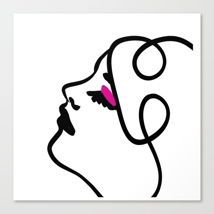 Pink Eyeshadow Black Outline Canvas Print