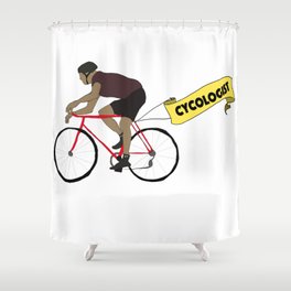 Cycologist bike pun Shower Curtain