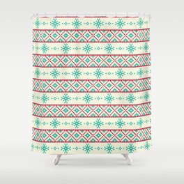 Christmas Pattern Knitted Retro Snowflake Shower Curtain