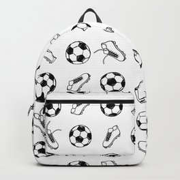 Soccer balls and boots doodle pattern. Digital Illustration Background Backpack