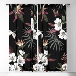 Beautiful Dark Floral Pattern Blackout Curtain