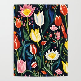 Colorful Tulips Pattern Poster