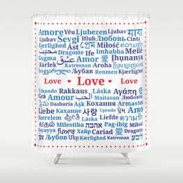 Pattern of the words "Love" in different languages of the World Shower Curtain