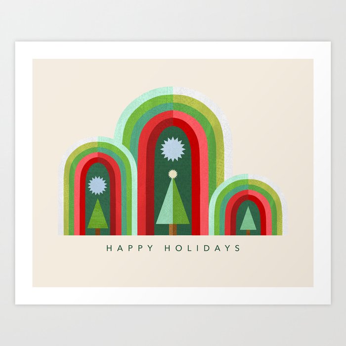 Rainbow Christmas Arches Art Print