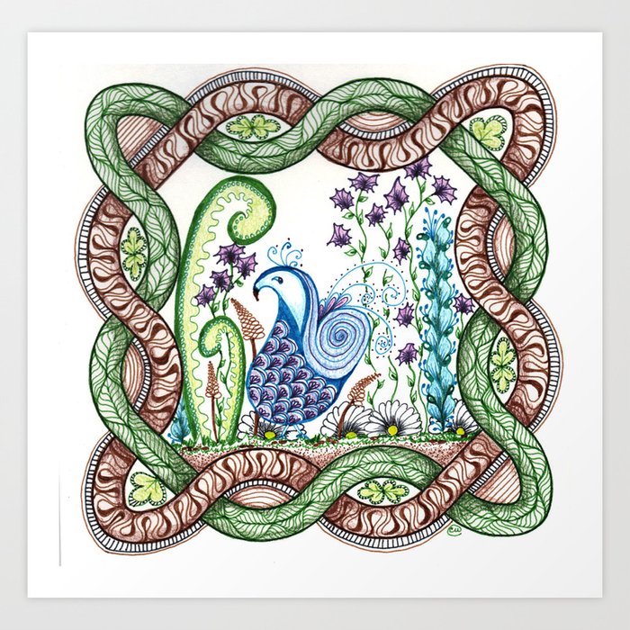 Bird in Celtic Knot Art Print by collectincat | Society6