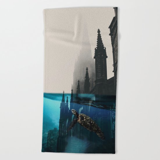 City under water Beach Towel