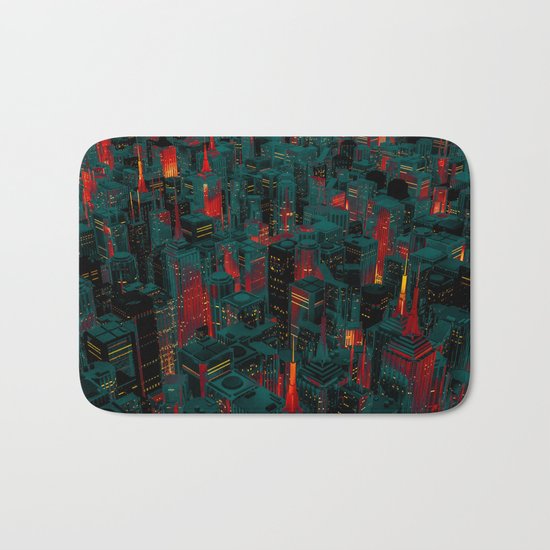 Night city glow cartoon Bath Mat