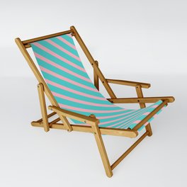 [ Thumbnail: Turquoise & Light Pink Colored Lines/Stripes Pattern Sling Chair ]