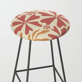 Groovy Flowers and Leaves in Salmon Pink, Light Yellow and Orange Bar Stool