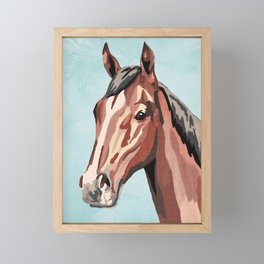 Horse on Blue Framed Mini Art Print