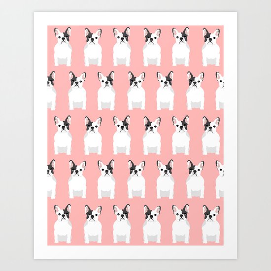 French Bulldog pink pastel cute dog portrait frenchie owner must have gifts dog art breeds Art Print