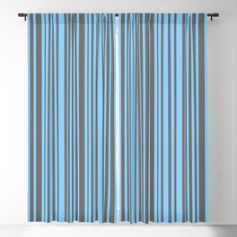 [ Thumbnail: Dim Gray and Light Sky Blue Colored Striped/Lined Pattern Blackout Curtain ]