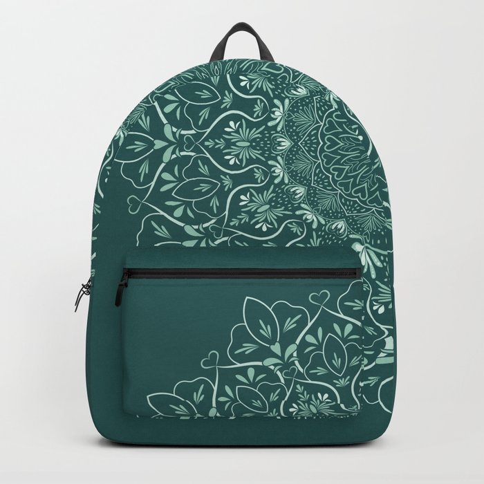 Boho Dark Green Mandala Backpack