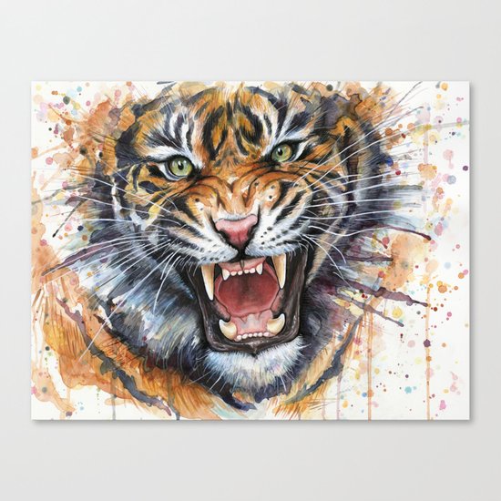 Tiger Roaring Wild Jungle Animal Canvas Print