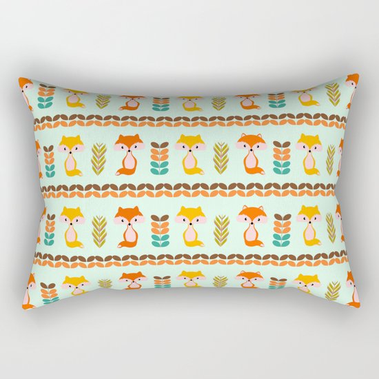Foxes, grains and leaves Rectangular Pillow
