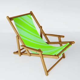 [ Thumbnail: Chartreuse and Green Colored Lines/Stripes Pattern Sling Chair ]