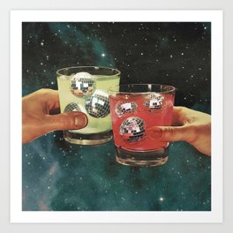 Cosmic Cheers - Disco Ball Margarita Art Print
