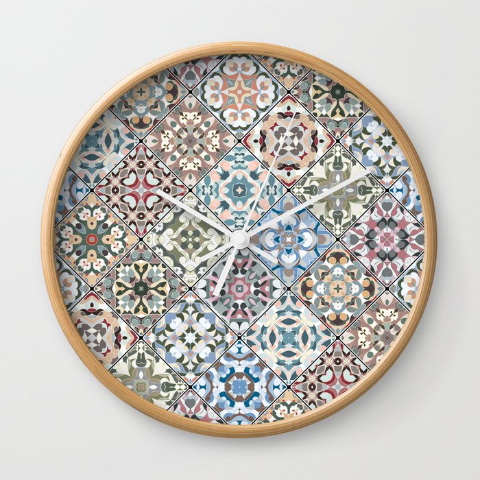 Mediterranean Decorative Tile Print VI Wall Clock