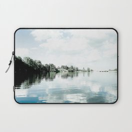 Nature mirror of blue northern lake water on a cloudy day Laptop Sleeve