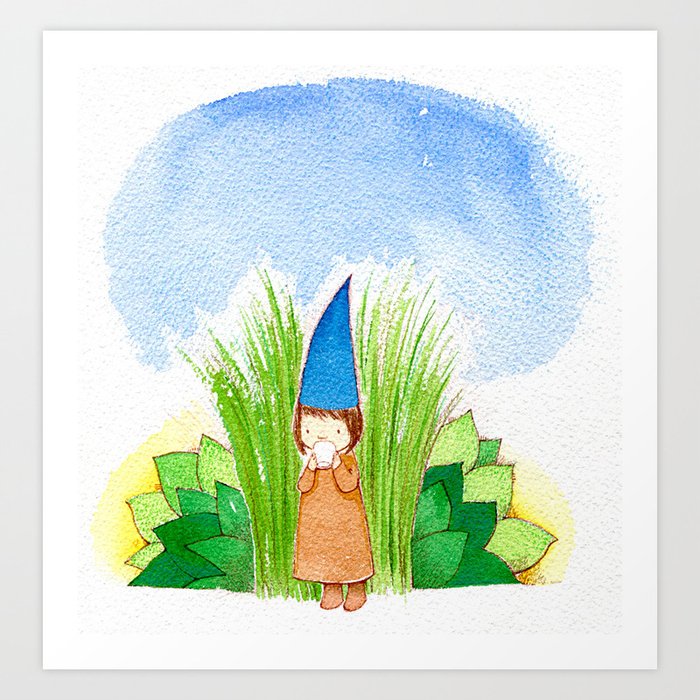 elf with cup Art Print