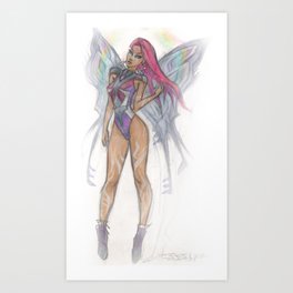 Dragon Fly Girl Art Print | Edmfashion, Edmgirl, Cyberwave, Colored Pencil, Drawing, Edm, Pastelghetto, Fairy, Ravergirl, Badassfairy 