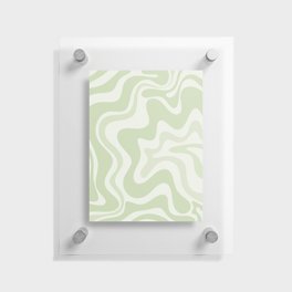 Retro Liquid Swirl Abstract Pattern in Pale Sage Green Floating Acrylic Print