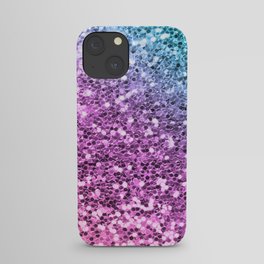 Bright Blue Purple Glitters Sparkling Pretty Chic Bling Background iPhone Case