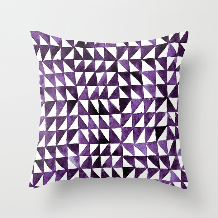 Triangle Grid purple Throw Pillow