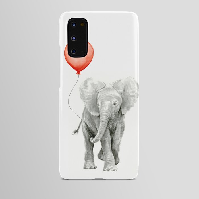 Baby Elephant Watercolor Red Balloon Nursery Decor Android Case