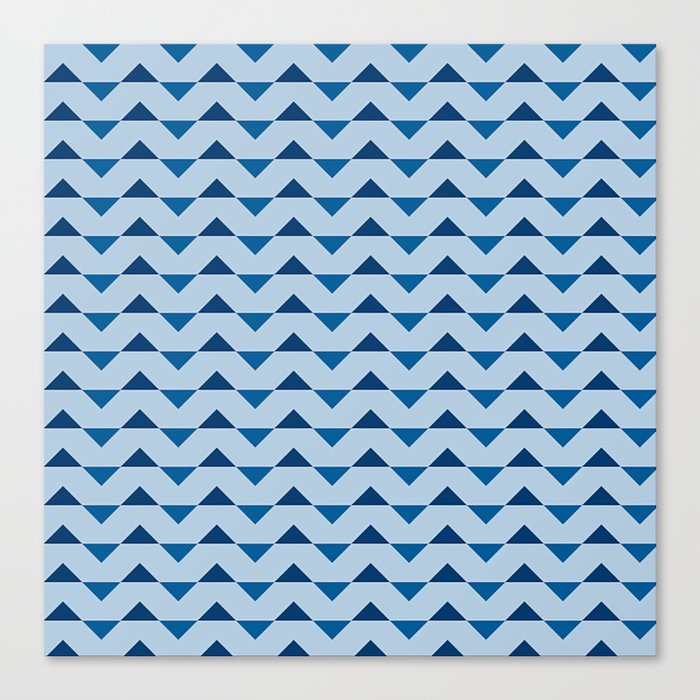 Modern Blue Zigzag Chevron Geometric Pattern Canvas Print