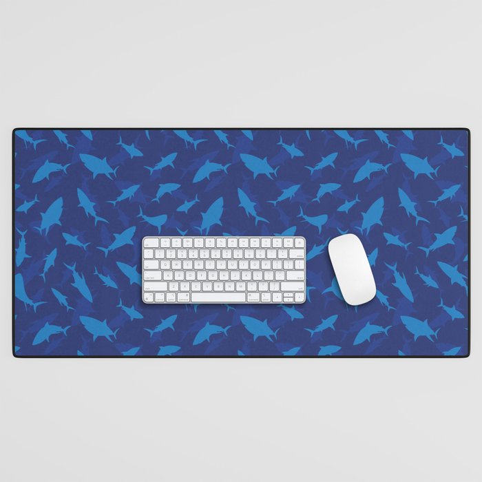 Shark Silhouette Pattern. Digital Painting Illustration Background.  Desk Mat