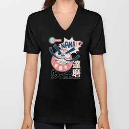 Yokai Daruma Nani Japan Doll Buddhism V Neck T Shirt