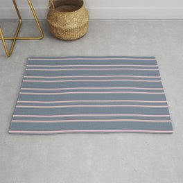[ Thumbnail: Slate Gray, Pink, and Dark Grey Colored Lines Pattern Rug ]