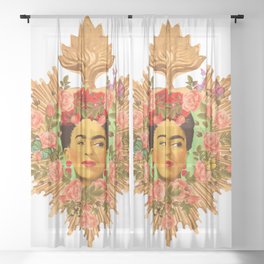 Frida Kahlo Shabby Chic Sheer Curtain