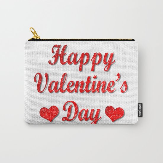 Happy Valentine's Day Red Hearts Carry-All Pouch