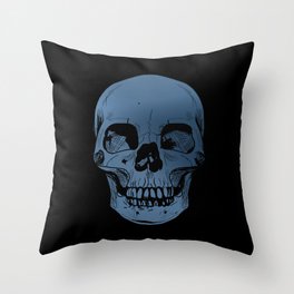 Blue human skull Throw Pillow