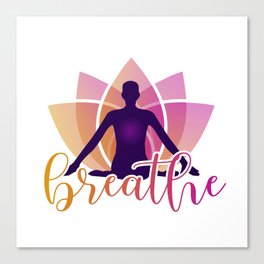 Meditation and breathing spiritual awakening silhouette  Canvas Print