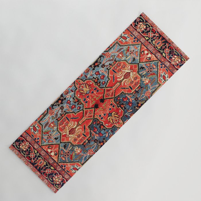 Kashan Poshti Central Persian Rug Print Yoga Mat