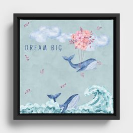 Whales flying Framed Canvas