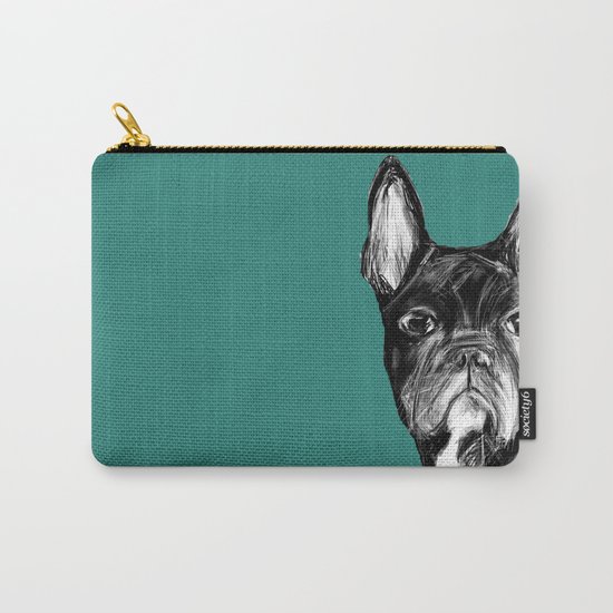 French Bulldog. Teal Carry-All Pouch