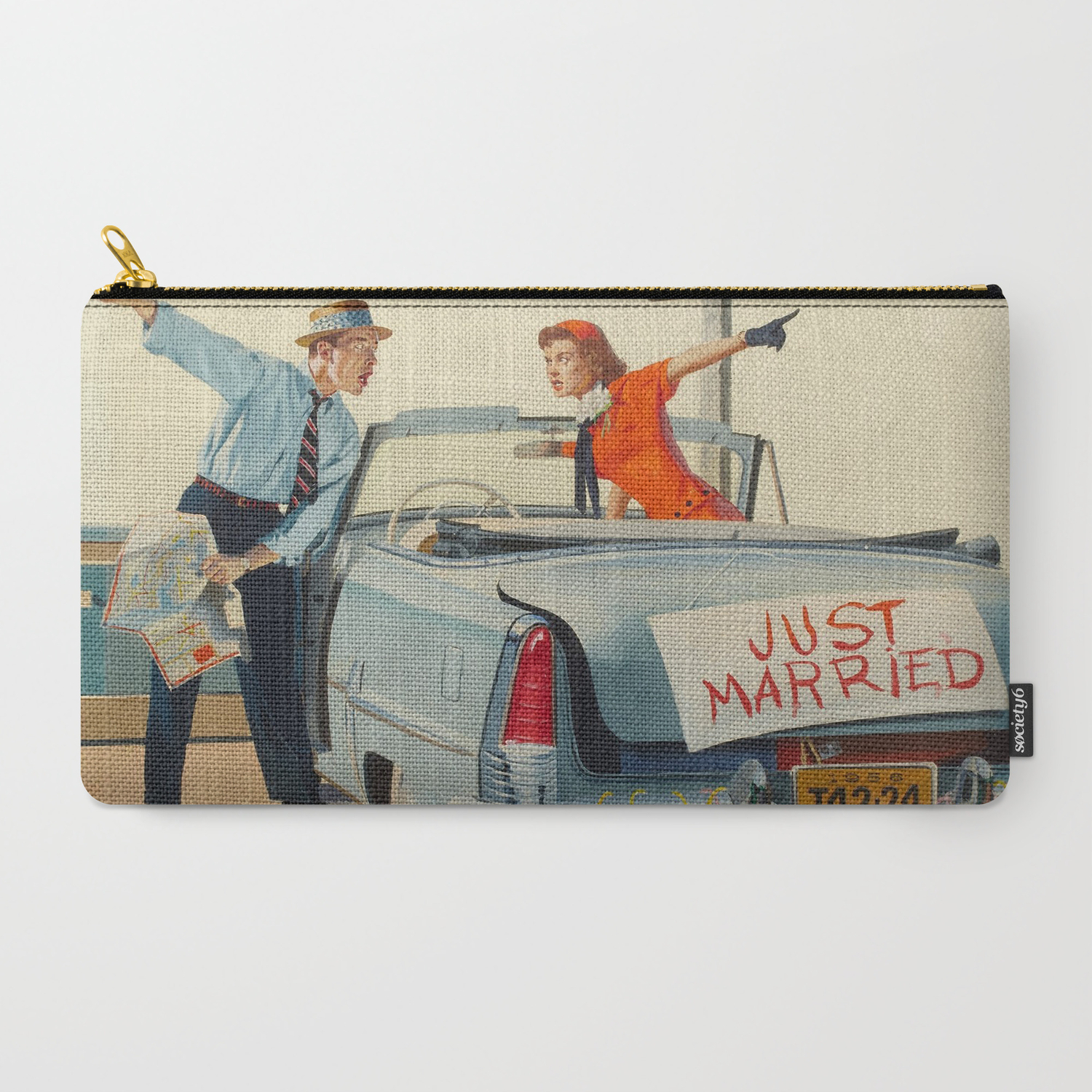Just Married Retro Couple Carry All Pouch By Vintagevault Society6