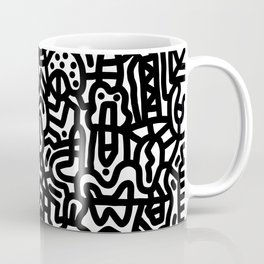 Black on White Doodles Coffee Mug