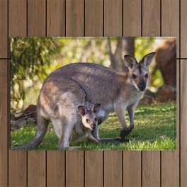 Australia Photography - Mommy Kangaroo With Her Child Outdoor Rug