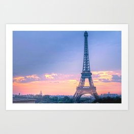 Sunset Eiffel Tower in Paris Art Print