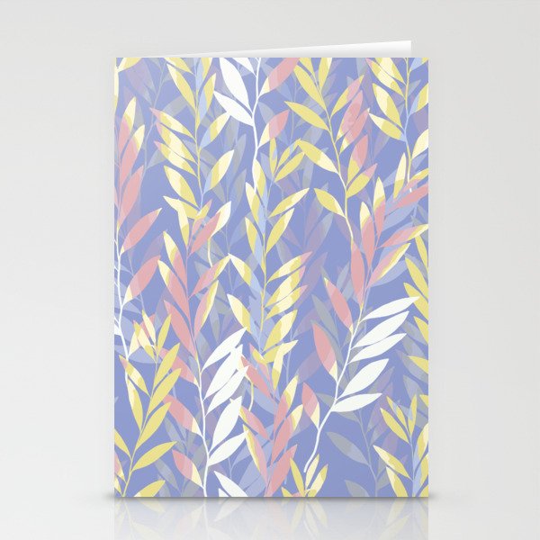 Pastel yellow and Red Leaves Stationery Cards