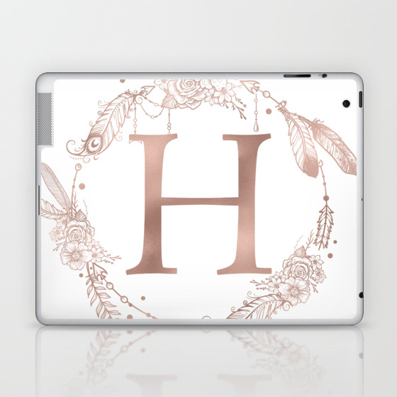 Letter H Rose Gold Initial Wedding Art Print By Dynamic Designs Society6